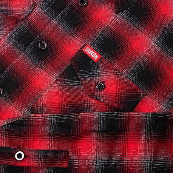 Dixxon Fairview Red Black Plaid Flannel Long Sleeve Shirt - Picture 8 of 10